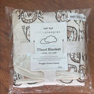 Little Sleepies Triple Layer Cloud Blanket - Cream and Brown
